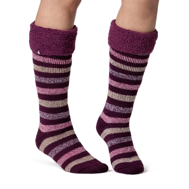 Women's non - slip socks for safetyLadies Original Hellebore Wellington Boot Socks - Cabernet Stripe Women's non - slip socks for safetyLadies Original Hellebore Wellington Boot Socks - Cabernet Stripe
