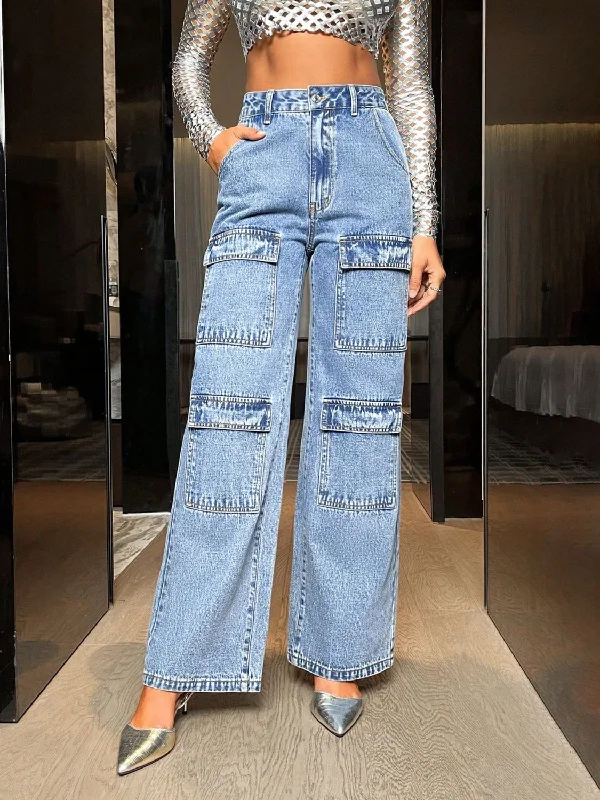 Women's tassel - adorned boho pants Embellished women jeans with studs or rhinestones for a glamorous touch Wide Leg High Waist Jeans with Pockets Women's tassel - adorned boho pants Embellished women jeans with studs or rhinestones for a glamorous touch Wide Leg High Waist Jeans with Pockets