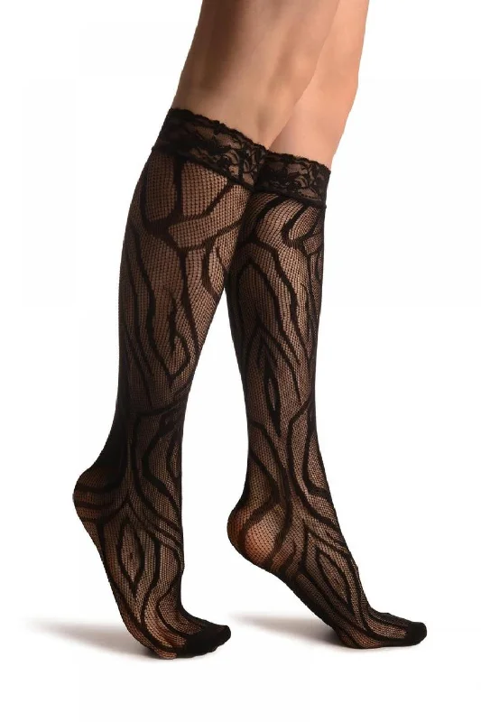 Women's knee - high socks with lace trimWild Tired Black Lace Knee High Socks