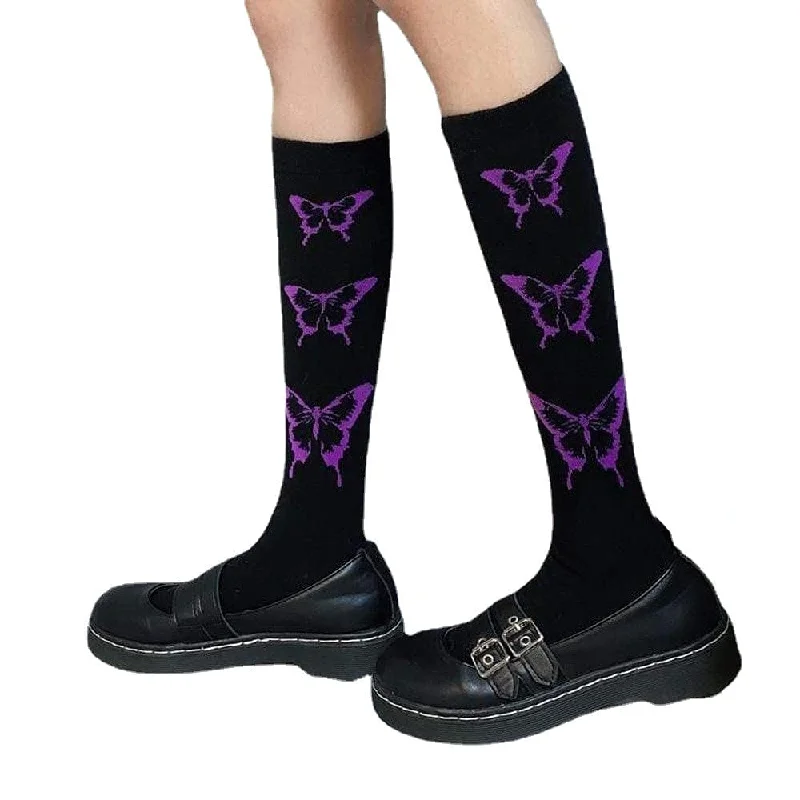 Women's quick - dry socks for water activitiesWomen's Gothic Butterflies Embroidered Stockings Women's quick - dry socks for water activitiesWomen's Gothic Butterflies Embroidered Stockings