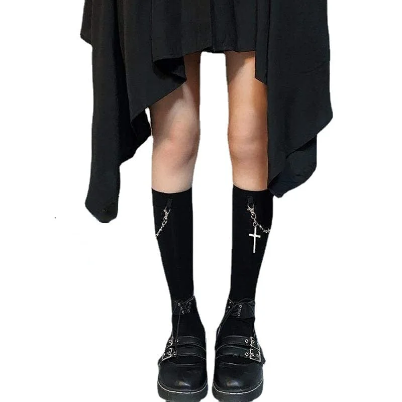 Women's cushioned sole socks for shock absorptionWomen's Gothic Cross Chain Stockings Women's cushioned sole socks for shock absorptionWomen's Gothic Cross Chain Stockings