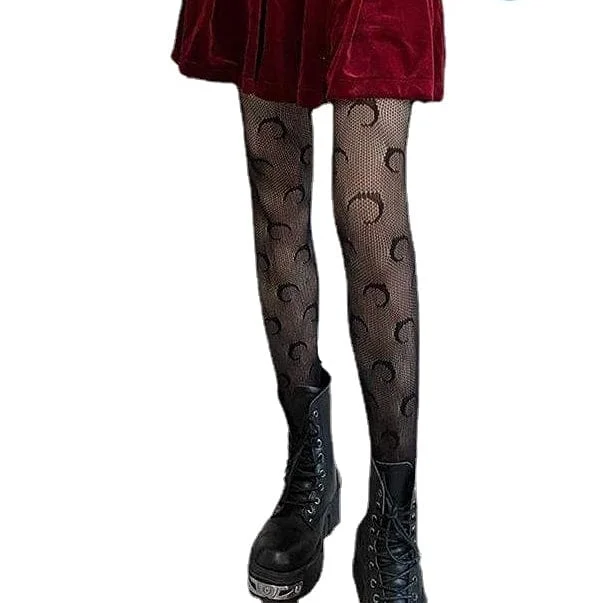 Women's crew socks with a polka - dot printWomen's Moon Fishnet Stockings