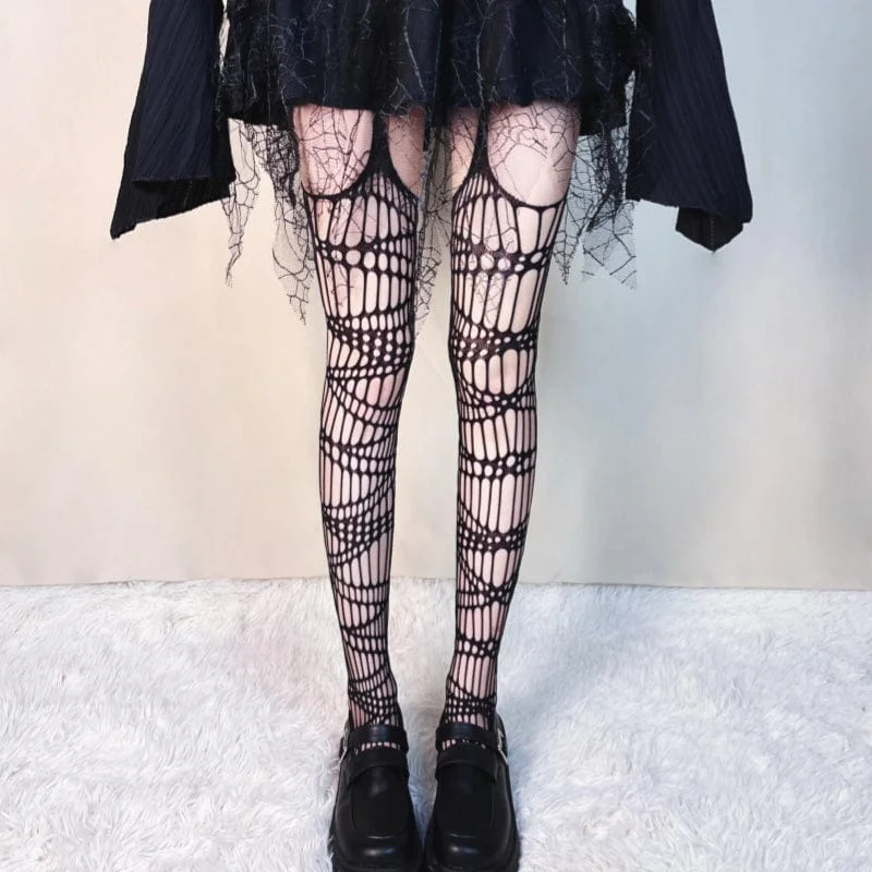 Women's leather - look socks for an edgy styleWomen's Punk Cutout Mesh Stocking