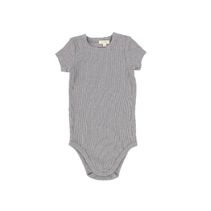 Tights for Professional WearLil Legs Ribbed Short Sleeve Onesie - Dark Grey