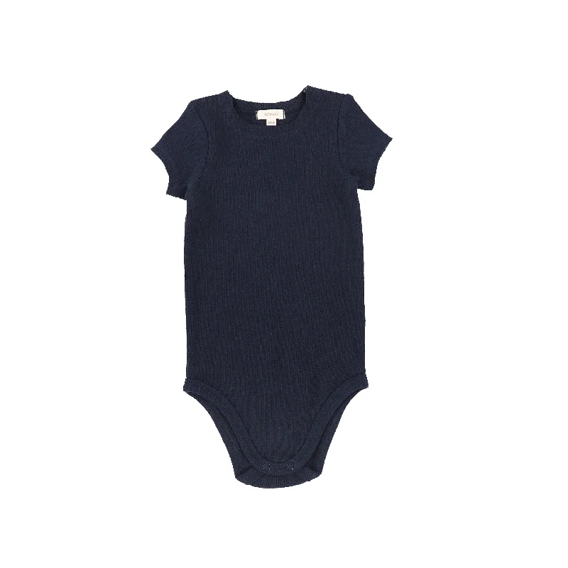 Women's Opaque TightsLil Legs Ribbed Short Sleeve Onesie - Navy