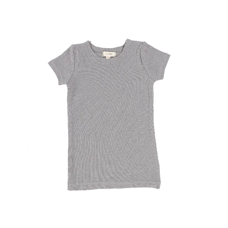 Women's Athletic TightsLil Legs Ribbed Short Sleeve Tee - Dark Grey