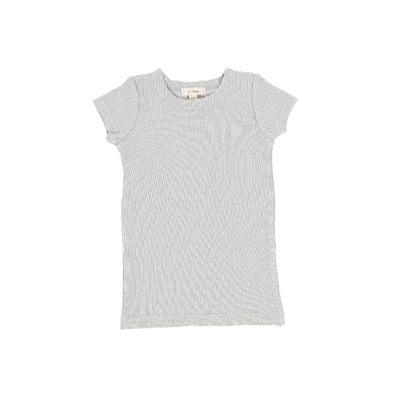 Tights with Suspender BeltsLil Legs Ribbed Short Sleeve Tee - Light Grey