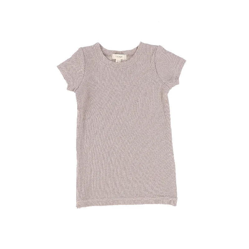 Footless Tights for WomenLil Legs Ribbed Short Sleeve Tee - Taupe