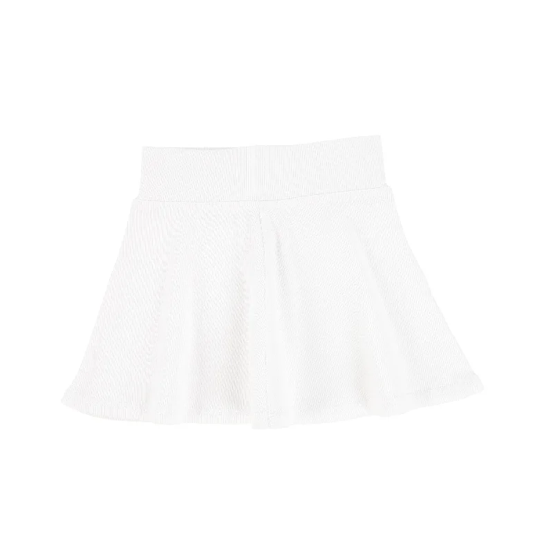 Women's Crocodile Print TightsLil Legs Ribbed Skirt - Pure White