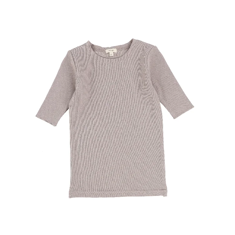 Velvet Tights for WomenLil Legs Ribbed Three Quarter Sleeve Tee - Taupe