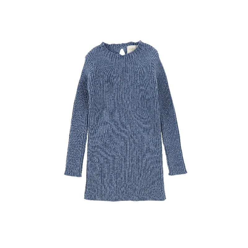 Women's Denim Look TightsAnalogie Long Sleeve Knit Sweater - Blue