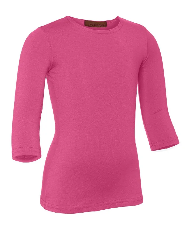 Breathable Tights for WomenPB&J Girls Cotton 3/4 Sleeve Shell - Hot Pink