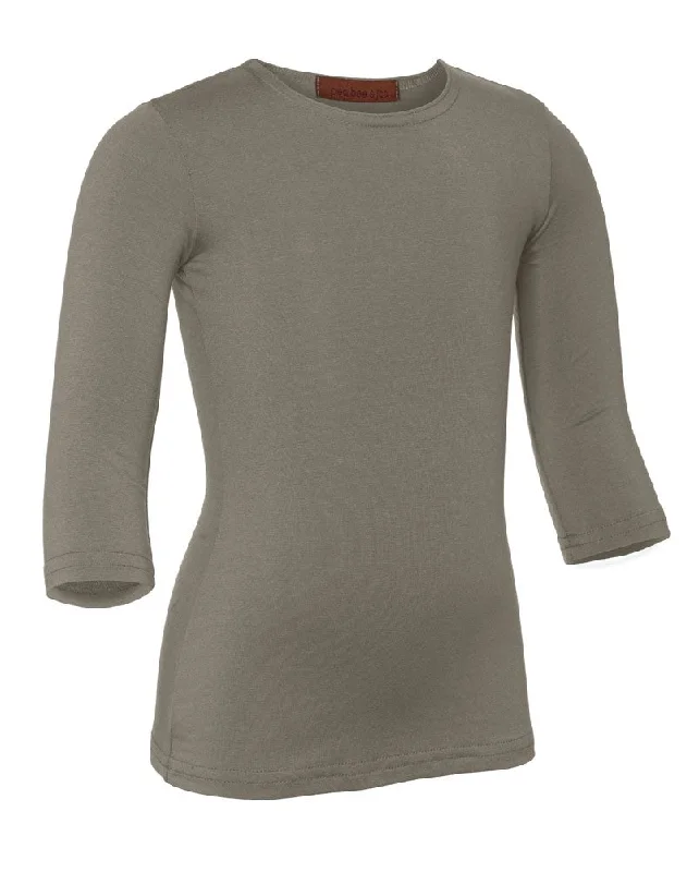 Women's Tights for YogaPB&J Girls Lycra 3/4 Sleeve Shell - Dark Gray