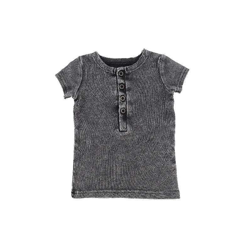 Women's Tights for YogaLil Legs Short Sleeve Ribbed Center Button T-Shirt - Grey Wash Women's Tights for YogaLil Legs Short Sleeve Ribbed Center Button T-Shirt - Grey Wash
