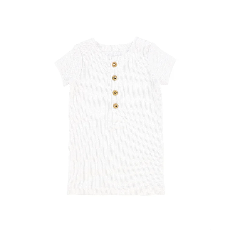 Women's Denim Look TightsLil Legs Short Sleeve Ribbed Center Button T-Shirt - Pure White Women's Denim Look TightsLil Legs Short Sleeve Ribbed Center Button T-Shirt - Pure White