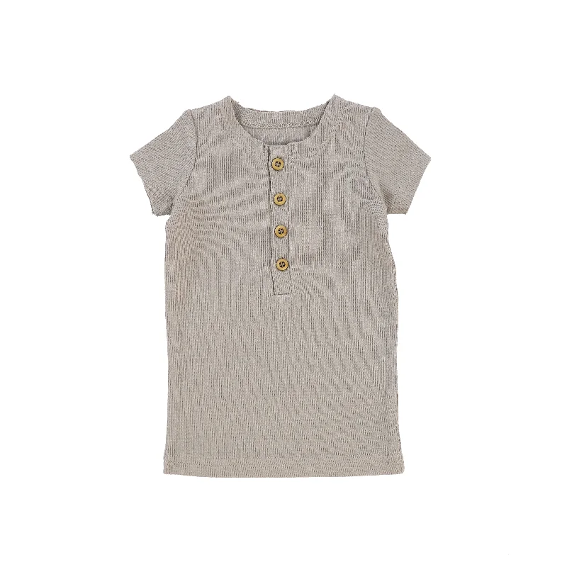 Tights for Dance PerformancesLil Legs Short Sleeve Ribbed Center Button T-Shirt - Taupe Tights for Dance PerformancesLil Legs Short Sleeve Ribbed Center Button T-Shirt - Taupe