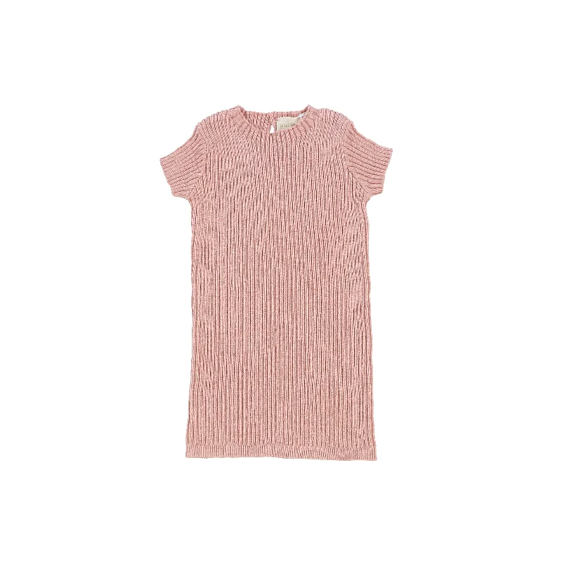 Women's Retro TightsAnalogie Short Sleeve Knit Sweater - Pink