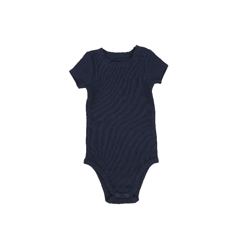 Velvet Tights for WomenLil Legs Short Sleeve Rib Onesie - Navy