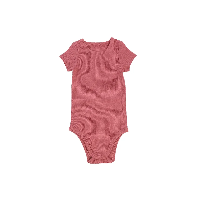 Fashion Tights for WomenLil Legs Short Sleeve Rib Onesie - Watermelon Pink