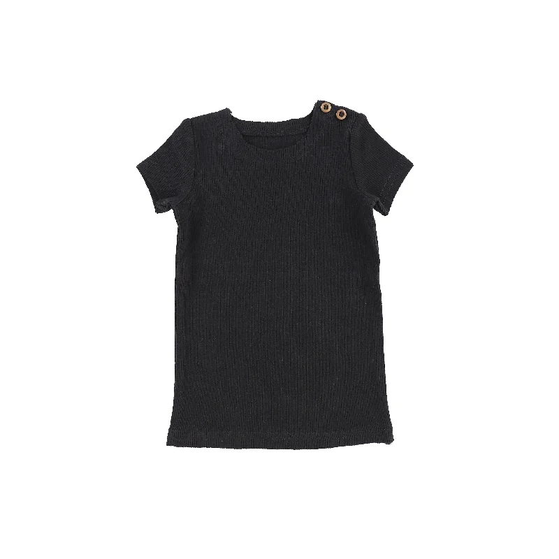 Women's Tights with Lace TrimLil Legs Short Sleeve Ribbed Side Buttons T-Shirt - Black Women's Tights with Lace TrimLil Legs Short Sleeve Ribbed Side Buttons T-Shirt - Black