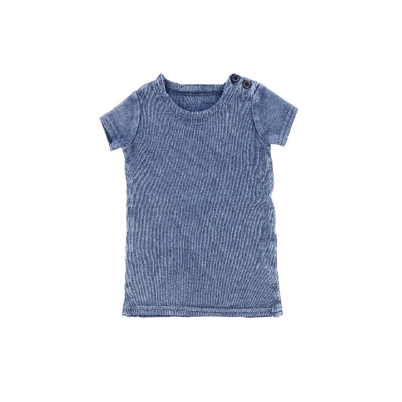 Semi-Opaque Tights for WomenLil Legs Short Sleeve Ribbed Side Buttons T-Shirt - Blue Wash Semi-Opaque Tights for WomenLil Legs Short Sleeve Ribbed Side Buttons T-Shirt - Blue Wash