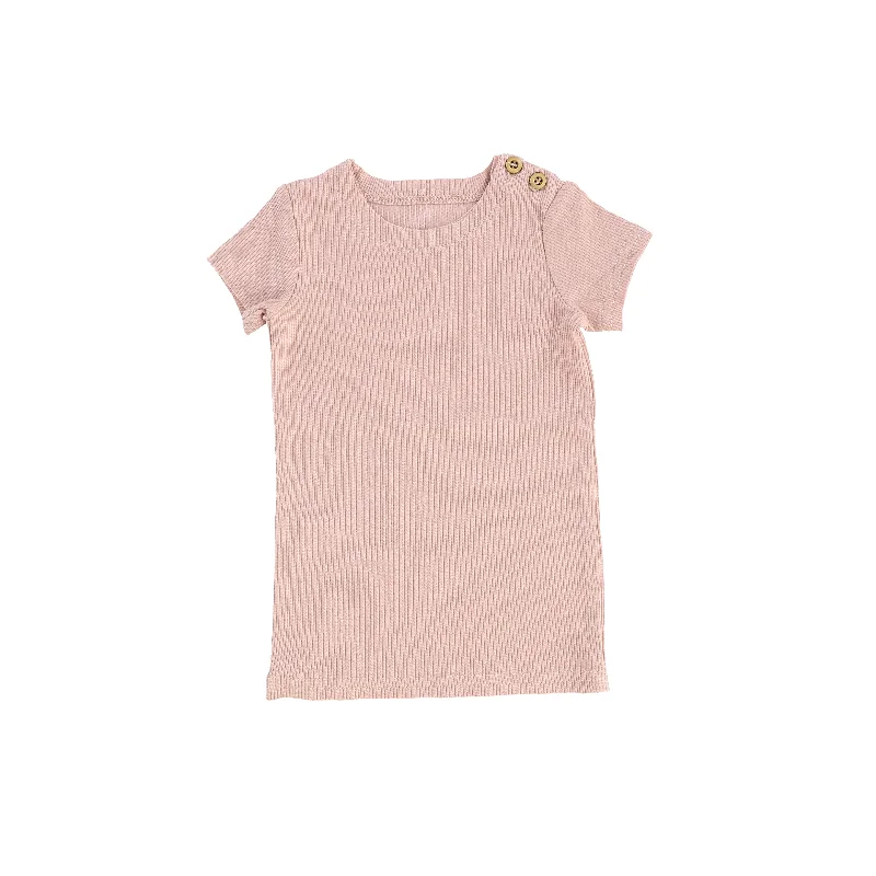 Women's Glitter TightsLil Legs Short Sleeve Ribbed Side Buttons T-Shirt - Blush