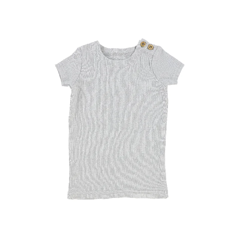 Women's Striped TightsLil Legs Short Sleeve Ribbed Side Buttons T-Shirt - Light Grey Women's Striped TightsLil Legs Short Sleeve Ribbed Side Buttons T-Shirt - Light Grey
