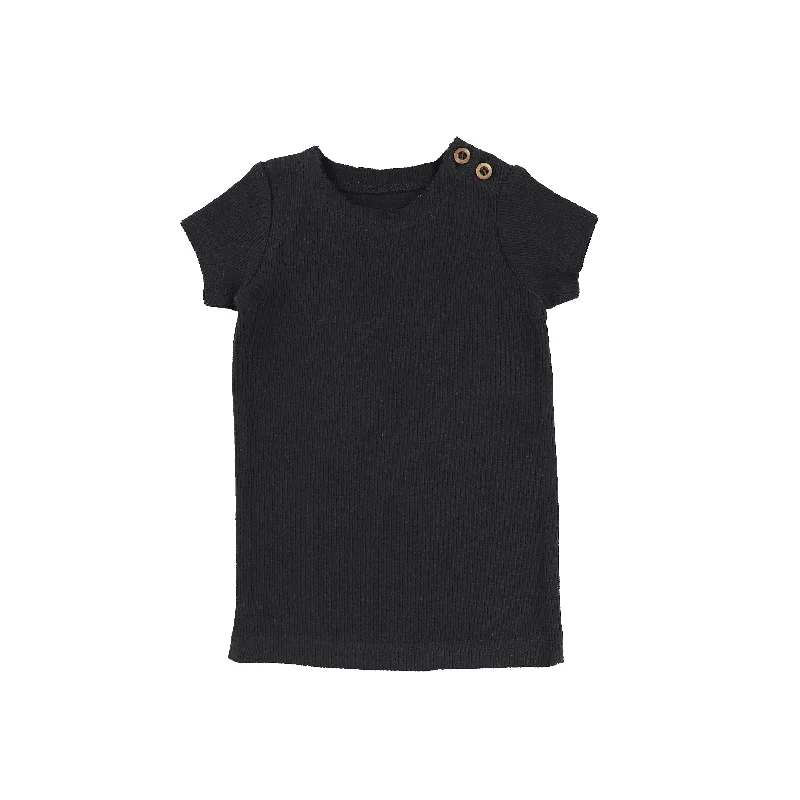 Polka Dot Tights for WomenLil Legs Short Sleeve Ribbed Side Buttons T-Shirt - Navy