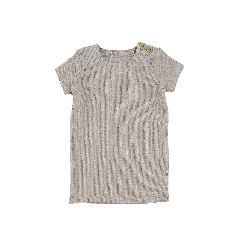 Tights with Back Seam for WomenLil Legs Short Sleeve Ribbed Side Buttons T-Shirt - Taupe