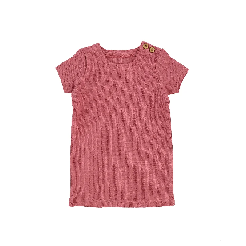 Women's Thermal TightsLil Legs Short Sleeve Ribbed Side Buttons T-Shirt - Watermelon Pink