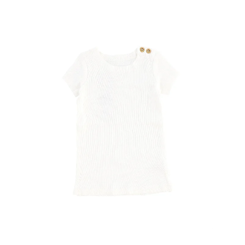 Footless Tights for WomenLil Legs Short Sleeve Ribbed Side Buttons T-Shirt - Winter White Footless Tights for WomenLil Legs Short Sleeve Ribbed Side Buttons T-Shirt - Winter White