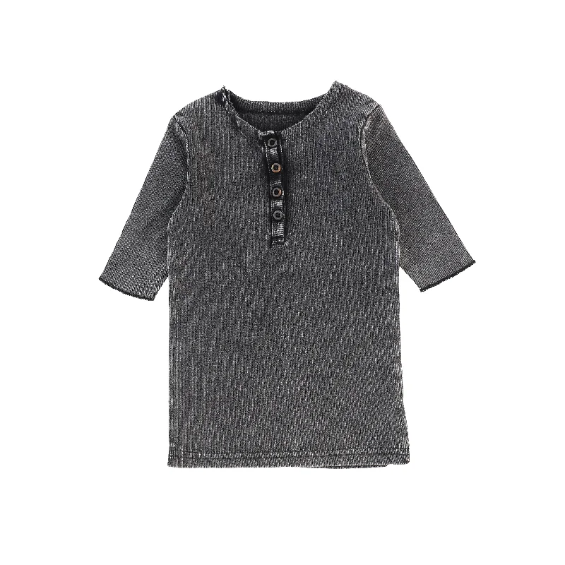Women's Fishnet TightsLil Legs Three Quarter Ribbed Center Button T-Shirt - Grey Wash Women's Fishnet TightsLil Legs Three Quarter Ribbed Center Button T-Shirt - Grey Wash