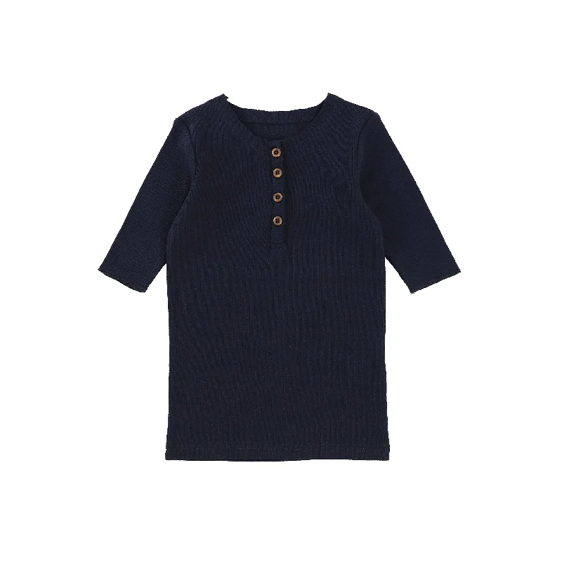 Patterned Tights for WomenLil Legs Three Quarter Ribbed Center Button T-Shirt - Navy Patterned Tights for WomenLil Legs Three Quarter Ribbed Center Button T-Shirt - Navy