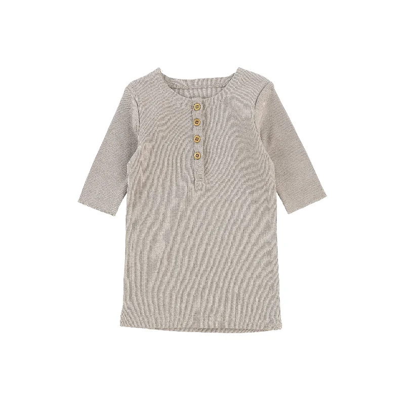 Women's Opaque TightsLil Legs Three Quarter Ribbed Center Button T-Shirt - Taupe