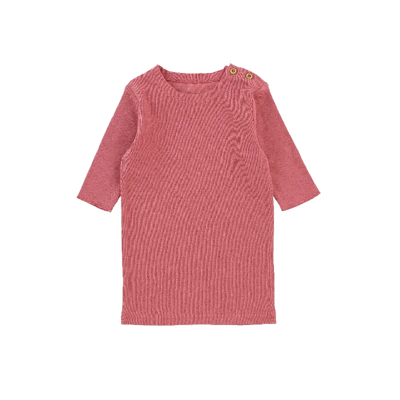 Embellished Tights for WomenLil Legs Three Quarter Sleeve Ribbed Side Buttons T-Shirt - Watermelon Pink Embellished Tights for WomenLil Legs Three Quarter Sleeve Ribbed Side Buttons T-Shirt - Watermelon Pink