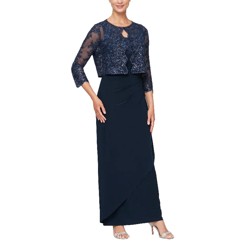 Maxi dresses with cold - shoulder cutouts for a trendy look Alex Evenings AE81171194 Long Mother of the Bride Dress