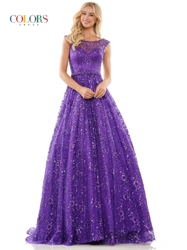 Maxi dresses with polka dot prints for a playful style Colors 2980 Colors Long Cap Sleeve Evening Dress