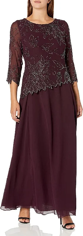 Maxi dresses with a V - neckline for a flattering and elongating shape J Kara Long Mother of the Bride Dress Sale