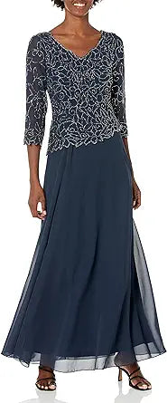 Polyester maxi dresses for easy - care and durability Navy16W J Kara Long Formal Dress Sale