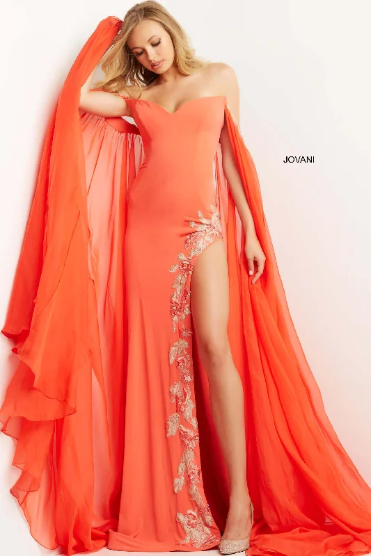 Linen maxi dresses for a breathable and lightweight summer option Jovani 07419 Off Shoulder Long Evening Dress
