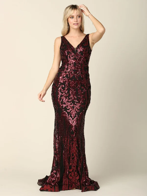 Maxi dresses with a ruffled neckline for a charming look Long Formal Fitted Sleeveless Prom Dress Sale