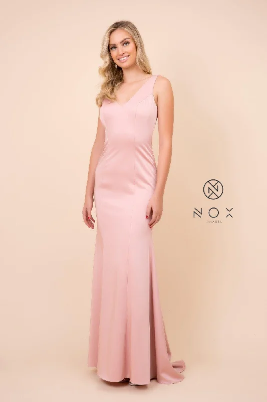 Maxi dresses with one - shoulder designs for a stylish and asymmetric look Long Formal V Neck Bridesmaid Dress Sale