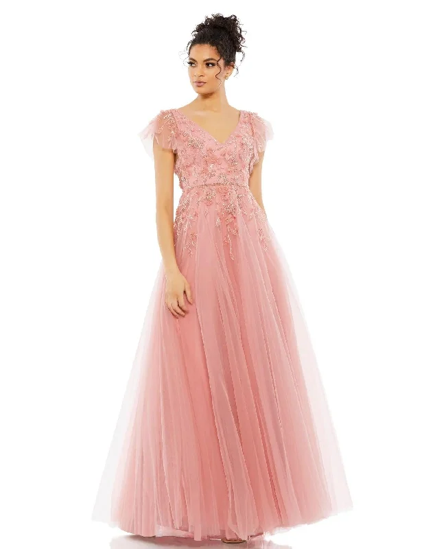Sequined maxi dresses for formal evening galas Mac Duggal 11224 Cap Sleeve Formal Dress