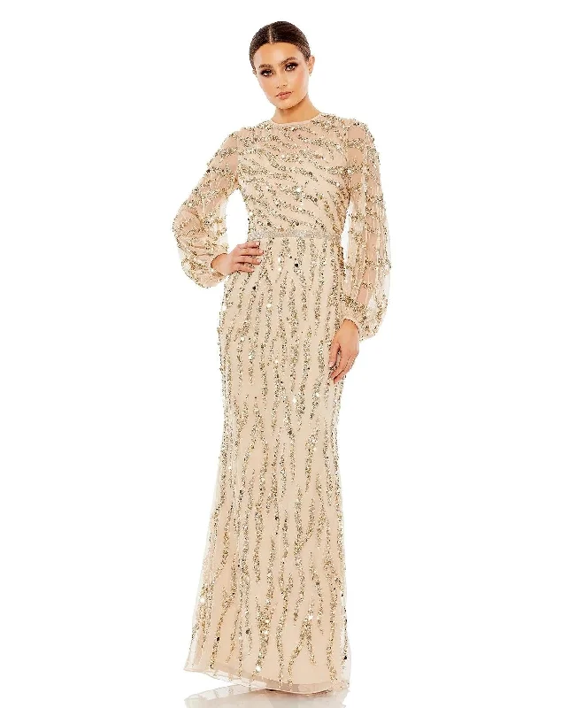 Maxi dresses with tassel accents for a fun and lively touch Mac Duggal 93789 Long Formal Beaded Trumpet Dress