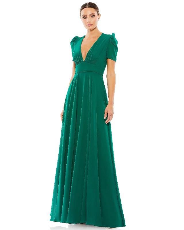Metallic maxi dresses for a glamorous New Year's Eve party Mac Duggal 55681 Long Formal Chiffon Evening Dress