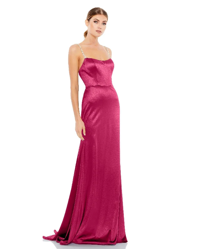Maxi dresses with a keyhole back for a sexy detail Mac Duggal Long Prom Beaded Straps Satin Gown Sale