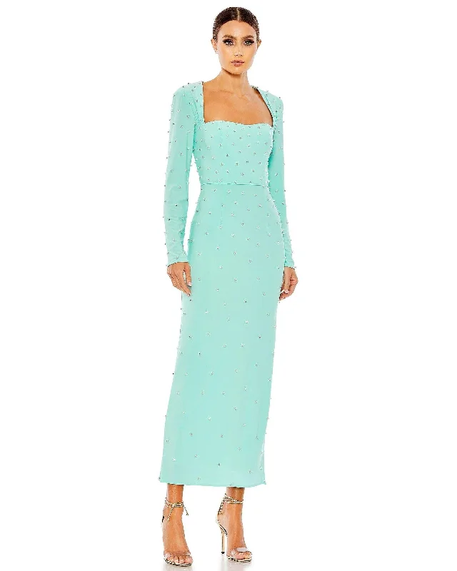Printed maxi dresses with abstract patterns for an artistic look Mac Duggal 55792 Long Sleeve Formal Dress