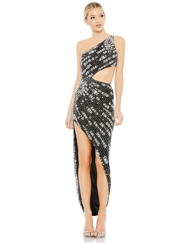 Maxi dresses with a keyhole back for a sexy detail Mac Duggal 10880 Prom High Low One Shoulder Dress