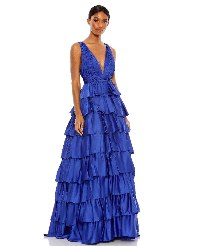 Plaid maxi dresses for fall fashion events Mac Duggal 67994 Prom Sleeveless Long Formal Dress