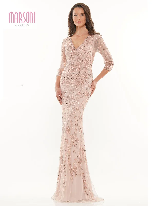 Ruffled maxi dresses with a tiered skirt for added volume Marsoni Mother of the Bride Beaded Long Gown 1197 Ruffled maxi dresses with a tiered skirt for added volume Marsoni Mother of the Bride Beaded Long Gown 1197